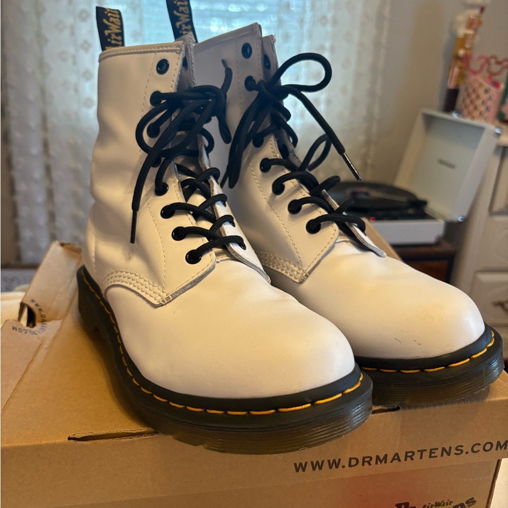 Dr. Martens Women's White Lace Up Boots